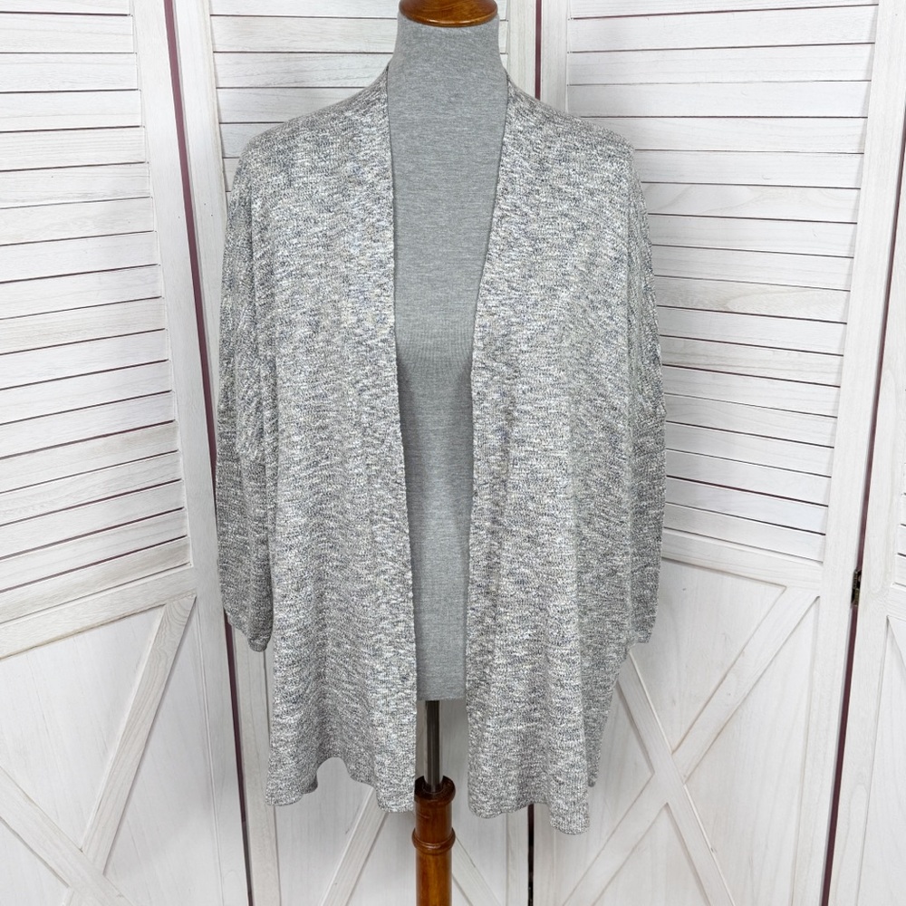 Loft Speckled‎ Shimmer Open Front Cocoon Cardigan Sweater Grey Multi Medium